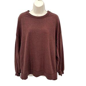 Z Supply Womens Burgundy Long Sleeve Split Hem Oversized Sweatshirt Medium